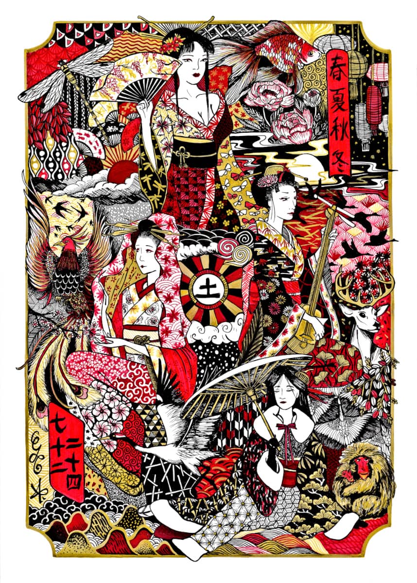 illustration geishas des saisons 