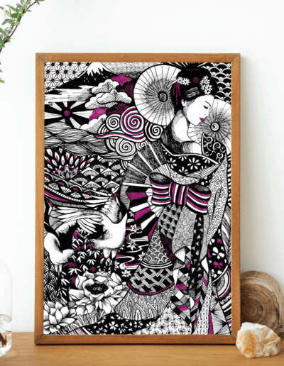 affiche illustration geisha