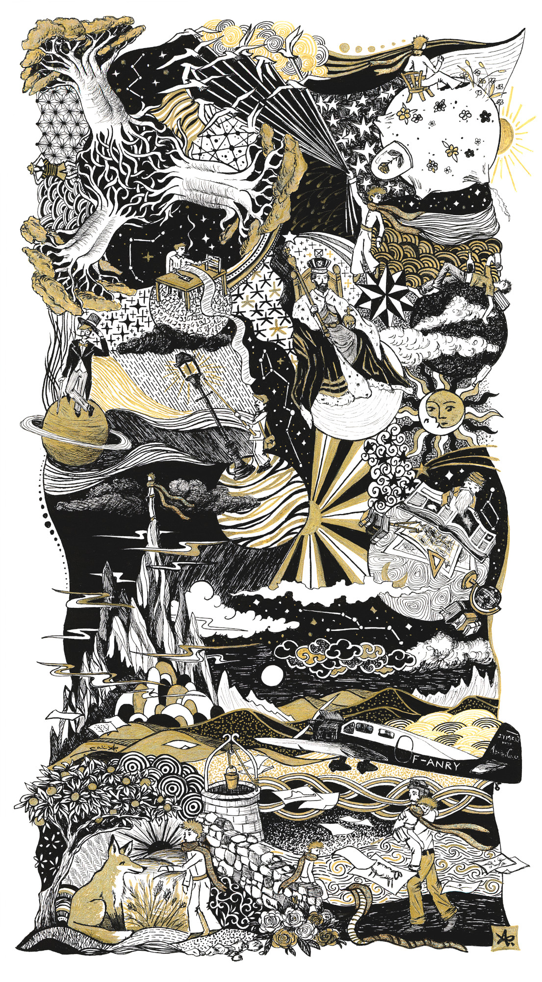 On est seul aussi chez les hommes, dit le serpent illustration petit prince gaëlle compozia le petit prince illustré